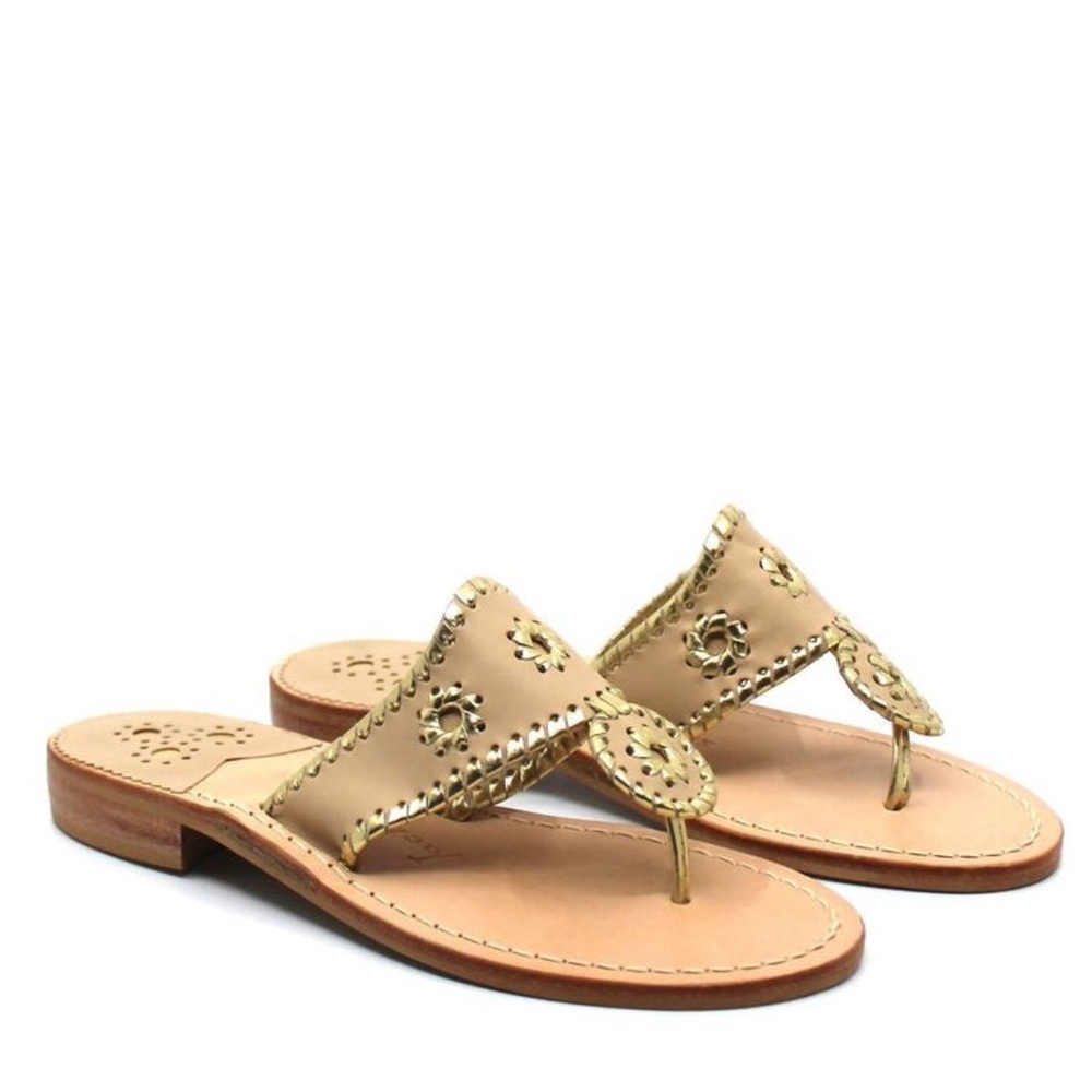 Jack Rogers Jacks Flat Sandal In Camel & Gold